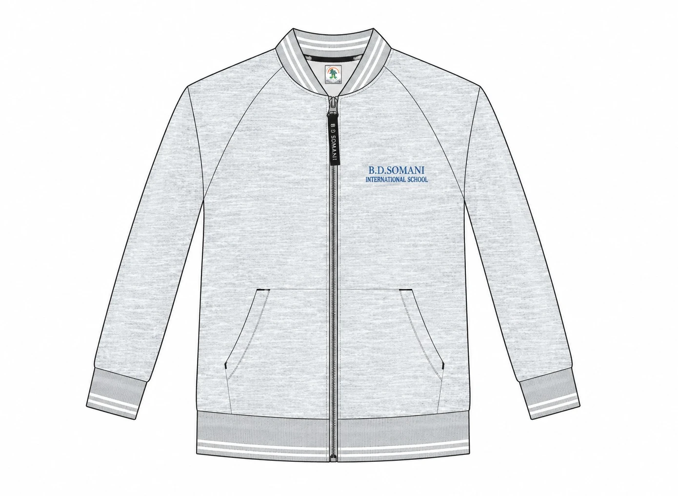 Flat Knit Collar Grey Jacket (Common)
