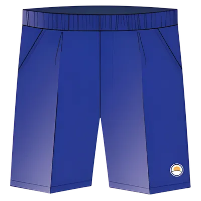 PRIMARY NAVY BOYS SHORTS WITH BELT LOOPS, ZIP FLY AND BACK ELASTIC.
